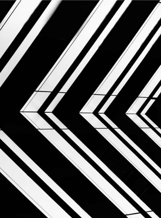 Fachada en chevron, blanco y negro